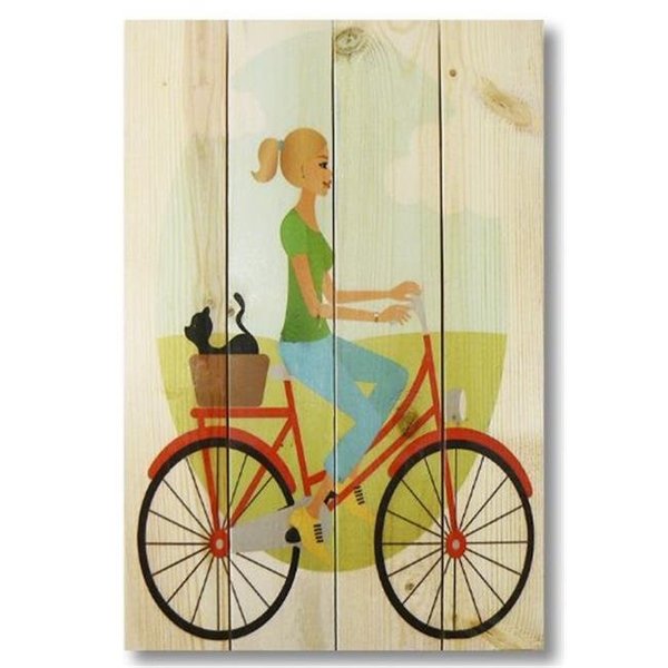 Wile E. Wood Wile E. Wood WGOB1420 14 x 20 Red Bike Girl Wood Art WGOB1420